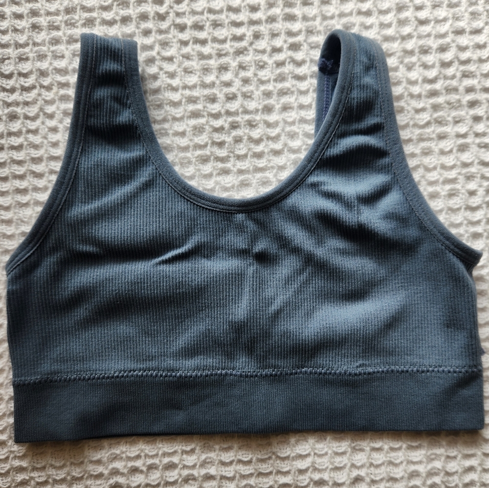 blue ribbed bralette